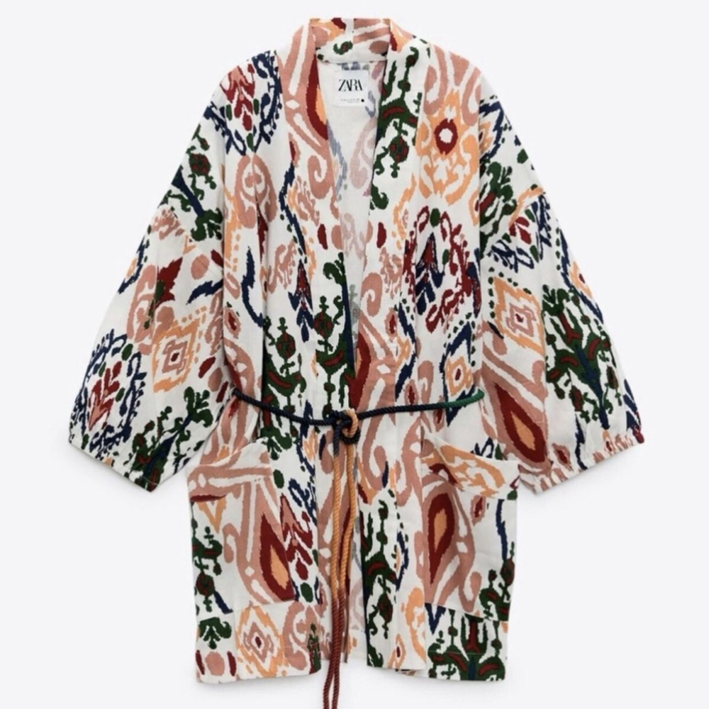 Zara Multicolour Tribal Print Minoi Kimono Size Small - Picture 2 of 11